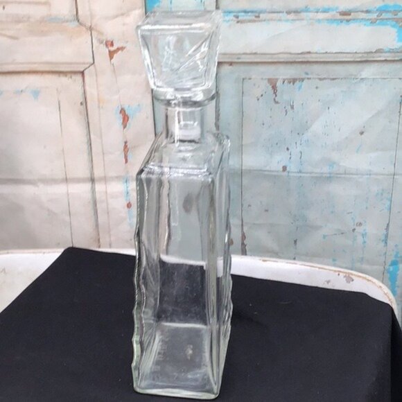 Vintage Crystal Glass Liquor Corner Bursts Decanter Geometric Starburst Cut Desi - Picture 4 of 7